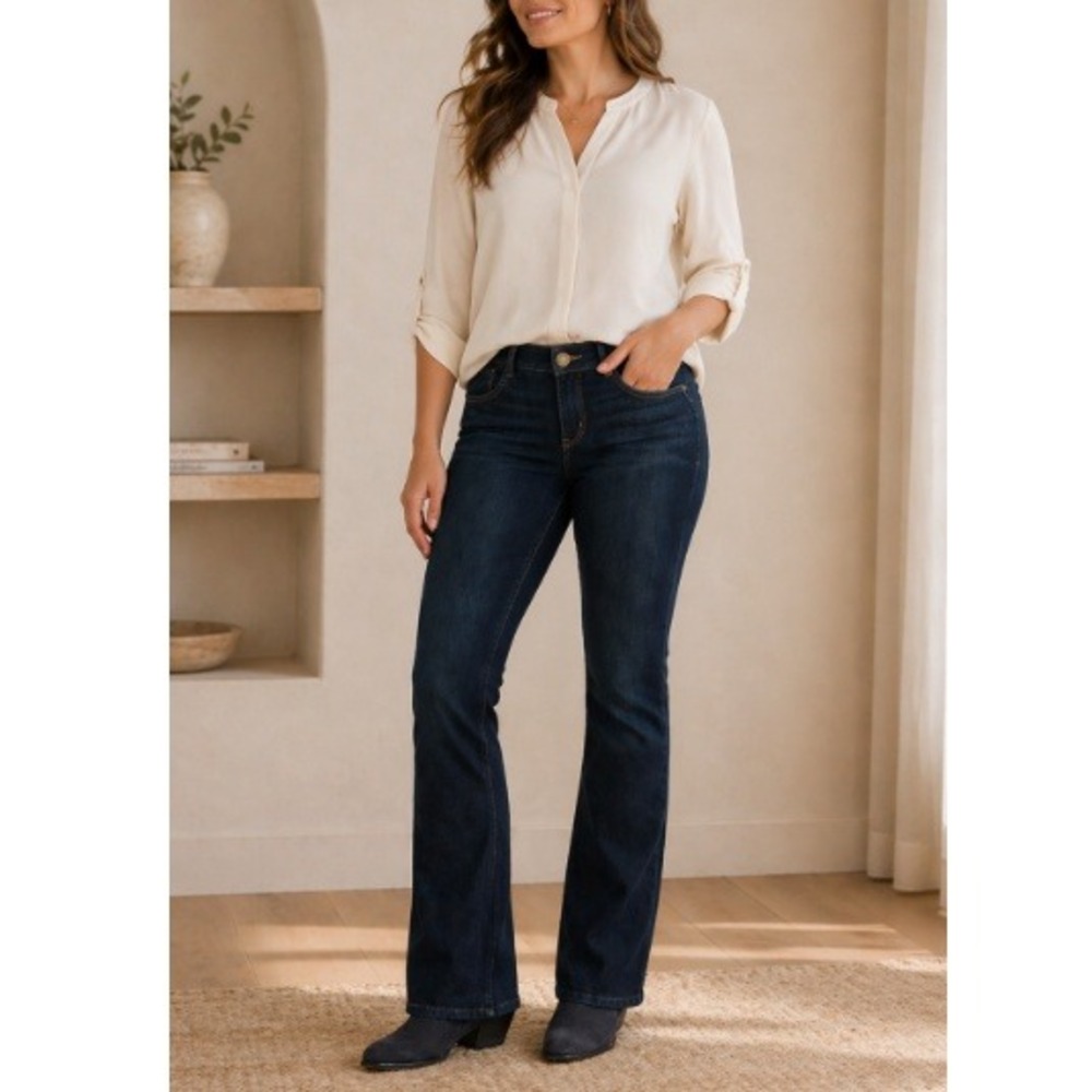 Democracy Women's Indigo Ab solution Mid-Rise‎ Kathryn Bootcut Jeans Size 8P NWT